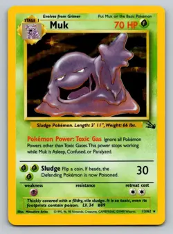1999 Pokemon Fossil Unlimited Muk Holo Rare #13 /62 LP/NM - Image 1
