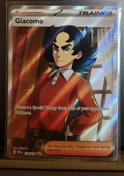 Pokemon Card Giacomo Trainer Full Art Holo Prismatic Evolutions 138/131 - Mint - Image 1