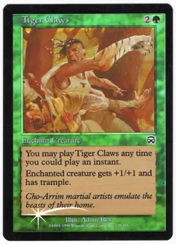Tiger Claws 1999 Mercadian Masques SHIFTED FOIL MISPRINT Enchantment MTG NM AZ1 - Image 1