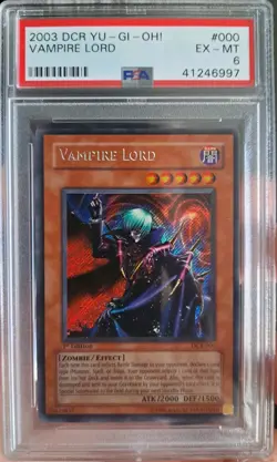 Yugioh 2003 Vampire Lord DCR-000 Dark Crisis 1st Edition PSA 6 MISPRINT - Image 1