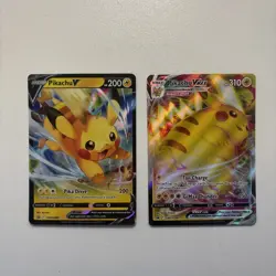 Pokemon Card TCG - Pikachu V & VMAX SWSH285 SWSH286 Black Star Promos - NM - Image 1