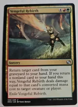 MTG Magic The Gathering Card Vengeful Rebirth Sorcery Green Red Modern Masters - Image 1