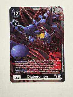 Digimon Card Game Pre-Release Foil Diaboromon BT17-059 Secret Crisis NM - Image 1
