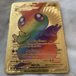 Custom Gold Foil Display Card Victini VMAX Rainbow Fan Art Card PK1 - Image 1