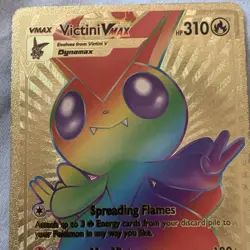 Custom Gold Foil Display Card Victini VMAX Rainbow Fan Art Card PK1 - Image 2