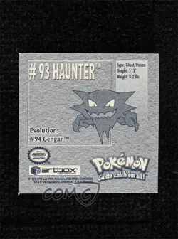 Haunter Artbox Pokemon Stickers Series 1 #93 1999 3q4 - Image 2