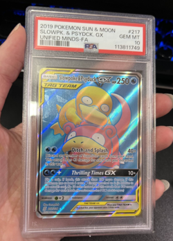 Pokemon Slowpoke & Psyduck GX Unified Minds Full Art #217 PSA 10 Gem Mint - Image 1