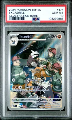 PSA 10 GEM MT 2024 Pokemon Excadrill Illustration Rare Temporal Forces 174/162 - Image 1