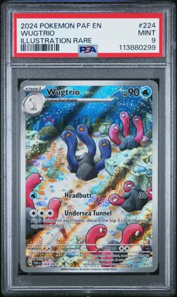 2024 POKEMON PAF EN-PALDEAN FATES ILLUSTRATION RARE #224 WUGTRIO PSA 9 - Image 1