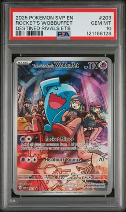 Team Rocket’s Wobbuffet Pokemon Destined Rivals Black Star Promo 203 Psa 10 - Image 1