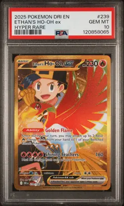 2025 POKEMON DRI EN-DESTINED RIVALS HYPER RARE #239 ETHAN'S HO-OH EX PSA 10 - Image 1