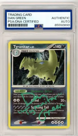 PSA Dan Green Signed Tyranitar - (DP Stormfront) 030/100 Holo Pokemon TCG 2008 - Image 1