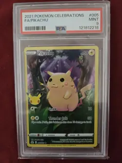 2021 Pokemon Celebrations PIKACHU Full Art 005 PSA 9 MINT - Image 1