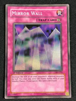 YUGIOH MIRROR WALL PSV-016 1ST SUPER PLAY/EDGE WEAR - Image 1