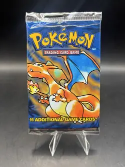 Pokemon Base Set Booster Pack Unlimited Charizard Art WOTC TCG Vintage Sealed - Image 1