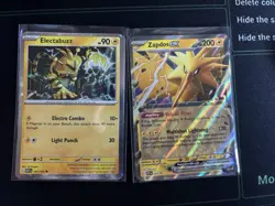 Electabuzz 125/165 Cosmos Holo + Zapdos ex SVP 049 NM SV 151 Promo Pokemon Set - Image 1