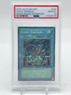 Yugioh! Giant Trunade MRL-048 Super Rare 1st Edition PSA 10 GEM MT - Image 1