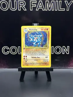 1st Edition Machamp 8/102 Base Set Holo Rare Vintage Pokemon Card MP - Image 1
