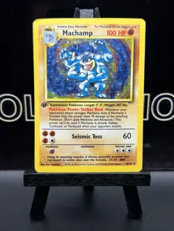 1st Edition Machamp 8/102 Base Set Holo Rare Vintage Pokemon Card MP - Image 2