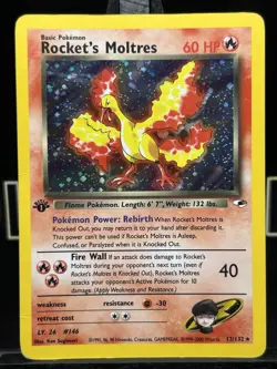 Pokemon Card - Rocket's Moltres 12/132 Gym Heroes 1st Edition Holo Rare 12/132 - Image 3
