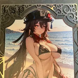 Goddess Story Gold METAL Card - Maiden Party - Serial Number #/200! Hu Tao Anime - Image 2