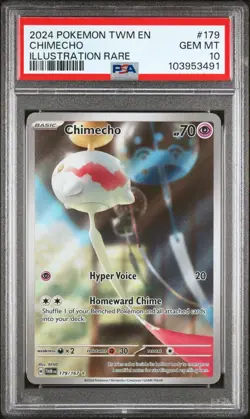 Pokemon TCG Chimecho 179/167 Twilight Masquerade Illustration Rare Card - PSA 10 - Image 1