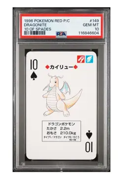 Dragonite PSA 10 Pokemon Red Version Playing Card 143 10 Spades Poker Charizard - Image 2