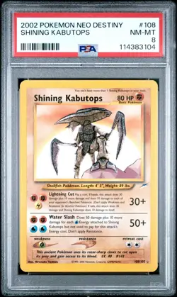 PSA 8 NM-MT Shining Kabutops 108/105 2002 Pokemon Neo Destiny - Image 1