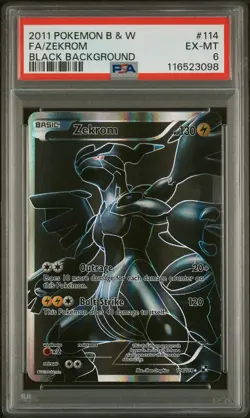 Pokemon Zekrom 114/114 Full Art Black and White Black Background PSA 6 - Image 1