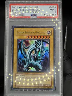 2002 YuGiOh Blue-Eyes White Dragon LOB-001 / LDD-S001 Spanish 1st Edition PSA 9 - Image 1