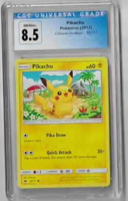 Pikachu 30/111 Crimson Invasion Reverse Holo Common CGC 8.5 NM/Mint Pokemon Card - Image 1