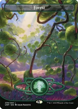 Forest (#239) - Foil Extended Art Unfinity NM MTG - Image 1