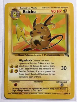Raichu 29/62 - Fossil Non Holo Rare Pokemon TCG WOTC - Image 1