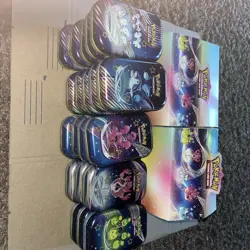 2x Pokemon Paldean Fates 20 EMPTY Mini Tins In Display Box- No Packs 3 Sets + - Image 2