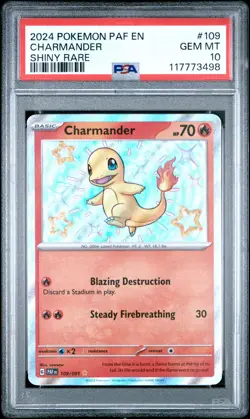 2024 POKEMON PAF EN-PALDEAN FATES SHINY RARE #109 CHARMANDER PSA 10 - Image 1