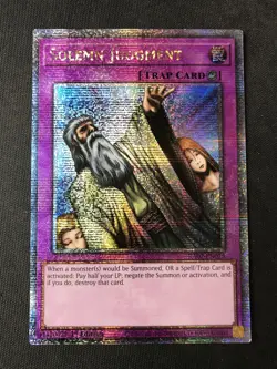 Yugioh #RA02-EN075 Solemn Judgment Quarter Century Secret Rare 1st Edition LP - Image 1