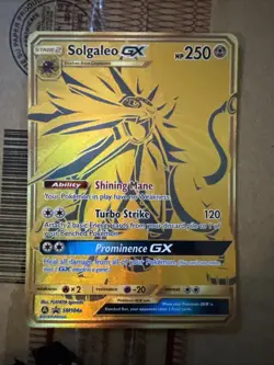 Pokemon TCG Solgaleo GX Full Art Gold Holo Promo Card Sun & Moon SM104a - Image 1