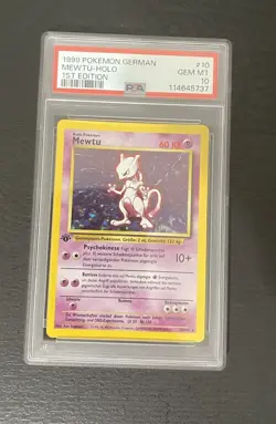 ‼POP 64‼1999 Pokemon German Base set 1st edition Holo MEWTU PSA GEM MINT 10 - Image 1