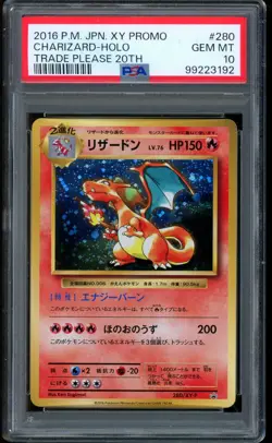 2016 Pokemon Charizard Let's Trade Please 20th Anniversary XY Promo #280 PSA 10 - Image 1