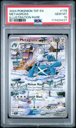 2024 Pokemon TEF EN METAGROSS IR FULL ART HOLO 178/162! PSA 10 GEM MINT GRADED - Image 1