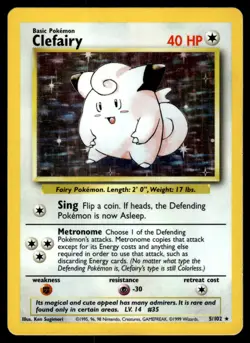 CLEFAIRY - 5/102 - BASE SET 1999 WOTC POKEMON UNLIMITED - LP - Image 1