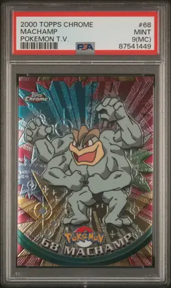 MisCut 2000 Topps Chrome TV Machamp #68 Pokemon PSA 9(MC) Very Rare - Image 1