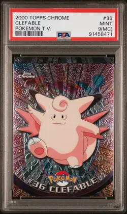MisCut 2000 Topps Chrome Pokemon T.V. Clefable #36 PSA 9(MC) Very Rare - Image 1