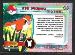 Pidgey #16 Pokemon 1999 Topps TV Animation Edition Series 1 Blue Logo - Image 2