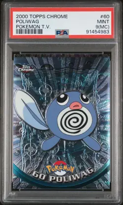 MisCut 2000 Topps Chrome Poliwag #60 Pokemon PSA 9(MC) Very Rare - Image 1