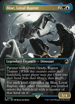 Blue, Loyal Raptor - Foil Extended Art REX LP MTG - Image 1