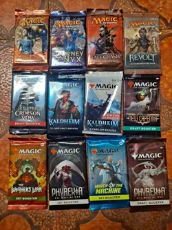 Lot of 12 old & new Magic The Gathering MTG Packs - Unopened Draft/Set Boosters! - Image 1