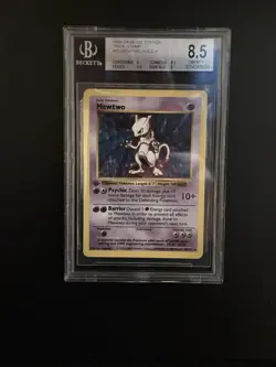 Pokemon Mewtwo Base Set Shadowless 1st Edition Holo Thick Stamp BGS 8.5 - Image 1