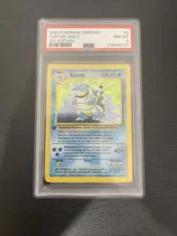 1999 pokemon german 1st edition Blastoise “turtok” PSA 8 - Image 1