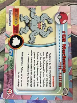 1999 Topps Pokemon TV Animation Edition Series 1 Machamp #68 - Image 3
